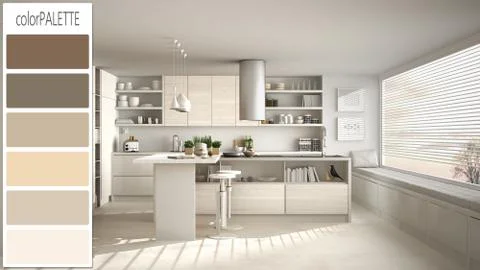 Interior design concept, architect designer, contemporary white kitchen draft Illustrazione stock
