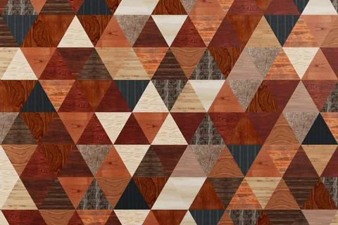 Interior Design Concept. Geometric Pattern Made Of Multicolor Wooden Triang.. Stock Illustration