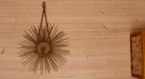 Interior design in country style using wood materials Stock Photos