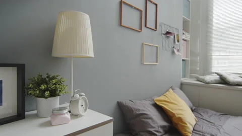 Interior Design of Cozy Bedroom Stock Footage 163261268
