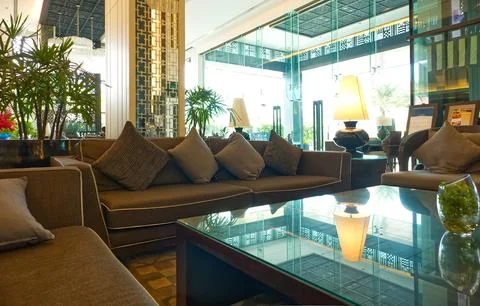Interior design, Decoration sofa set in hotel lobby Stock Photos