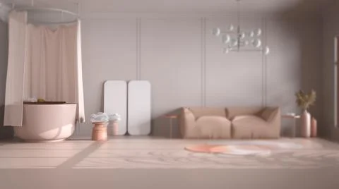 Interior design depth of field, classic background with copy space: empty bat Stock-Illustration