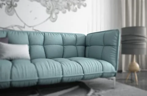 Interior design depth of field, contemporary living room, lounge with sofa, c Stock-Illustration