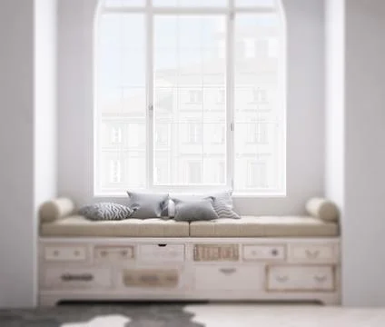 Interior design depth of field, contemporary living room, shabby chest of dra Stock-Illustration
