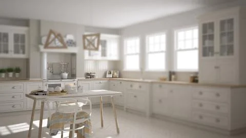 Interior design depth of field, contemporary scandinavian classic white kitch Stock-Illustration