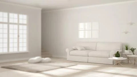 Interior design depth of field, contemporary minimalist simple clear living,  Stock-Illustration