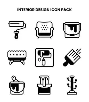 Interior Design DuoTone Icons Pack Stock Illustration