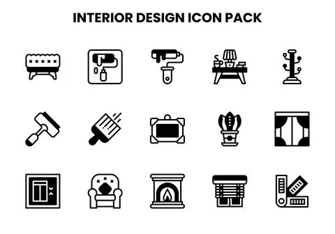 Interior Design DuoTone Scalable Icons Pack Stock Illustration