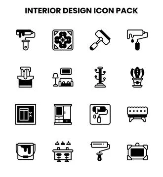 Interior Design DuoTone UI Icons Pack Stock Illustration