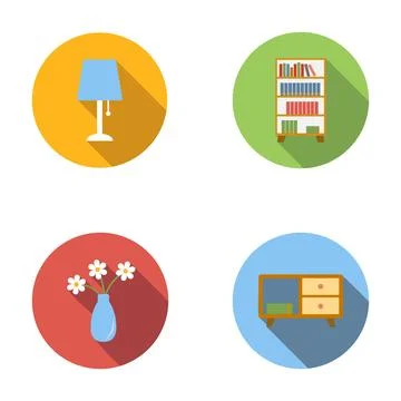 Interior design elements creating home furniture icons Stock Illustration