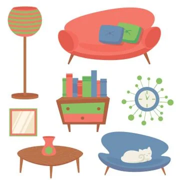 Interior design elements Illustrazione stock