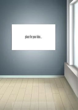 Interior design. Empty room with a window. Room in perspective. White picture Stock Illustration