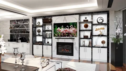 Interior Design Fireplace Stockbeeldmateriaal 221535104