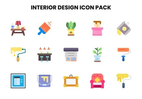 Interior Design Flat Graphics Icons Pack Stockillustratie