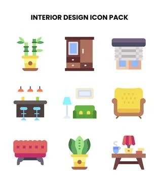 Interior Design Flat UI Icons Pack Stock Illustration