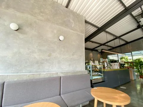 Interior design of a Happy Bones style, Coffee shop, cafe Stock Photos