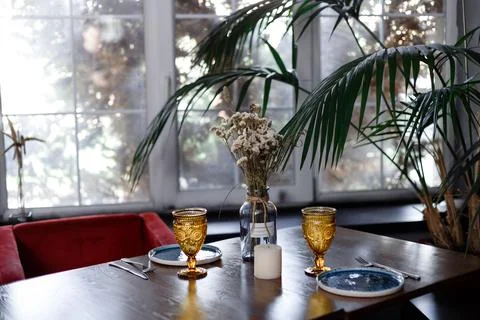 Interior design of a Happy Bones style, Coffee shop, cafe. Stock Photos
