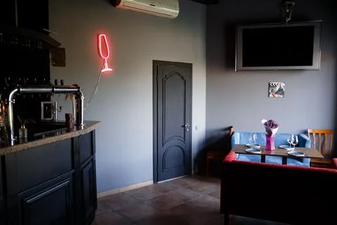 Interior design of a Happy Bones style, Coffee shop, cafe. Stock Photos