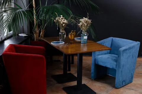 Interior design of a Happy Bones style, Coffee shop, cafe. Stock Photos