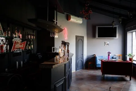 Interior design of a Happy Bones style, Coffee shop, cafe. Stock Photos
