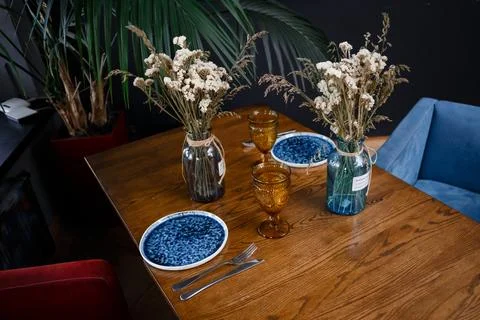 Interior design of a Happy Bones style, Coffee shop, cafe. Stock Photos