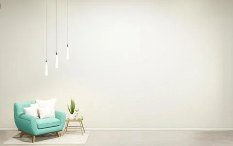 Interior design has a armchair on empty room japanese design,3D rendering Stock Illustration