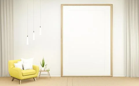 Interior design has a armchair on empty room japanese design,3D rendering Stock Illustration