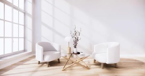 Interior design has a armchair on empty room japanese design,3D rendering Stock Illustration