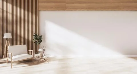Interior design has a armchair on empty room japanese design,3D rendering Stock Illustration