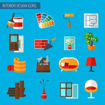 Interior Design Icons Stock Illustration