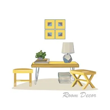 Interior design illustration. Modern elements living room trendy Stock Illustration