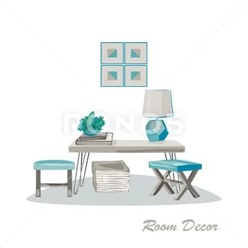 Interior design illustration. Modern elements living room trendy Stock Illustration