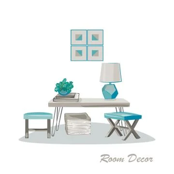 Interior design illustration. Modern elements living room trendy Illustrazione stock