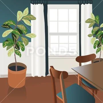 Interior design illustration sketch. Modern living room trendy s Stock Illustration