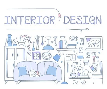 Interior design, improved interior, apartment, housing. graphic image concept Stockillustratie