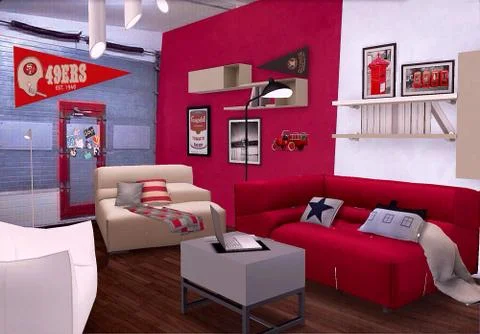 Interior design in industrial style Stock Illustration