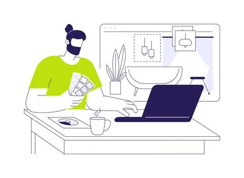 Interior design isolated cartoon vector illustrations. Ilustración de archivo