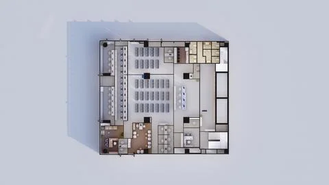 Interior design isometric plan of Commercial office space 3d rendering Illustrazione stock