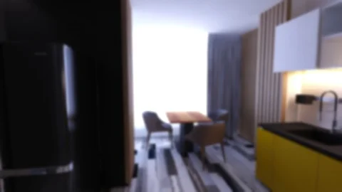 Interior Design kitchen blurred loft, modern Stock Footage 124809350