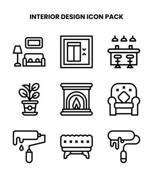 Interior Design Line Scalable Icons Pack Stock Illustration