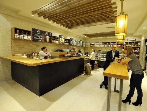A Interior Design Makeover For Starbucks As A New Shop In Conduit Street W1 Open Stock Photos
