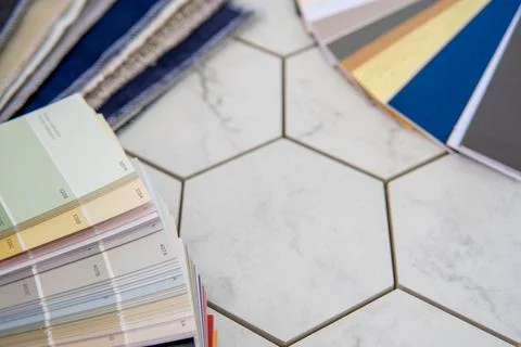 Interior Design materials tools for house decoration. Stock Photos