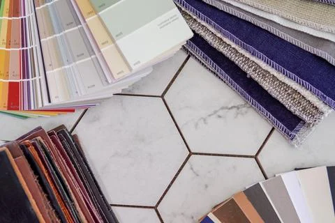 Interior Design materials tools for house decoration. Stock Photos