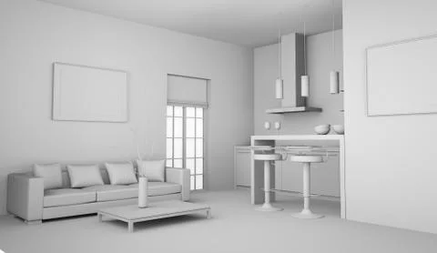 Interior design model room with sofa Stock Illustration