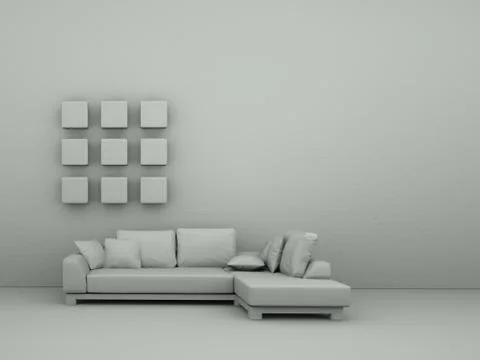 Interior design model room with sofa Stock Illustration