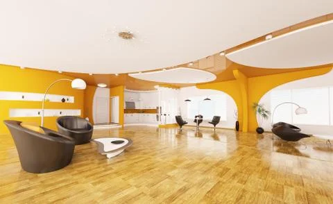 Interior design of modern apartment 3d render Stock Illustration