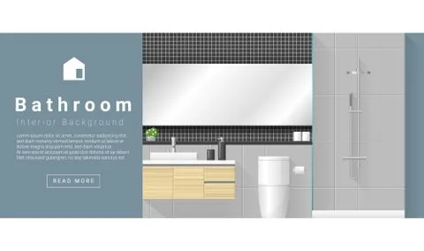 Interior design Modern bathroom background Stock Illustration