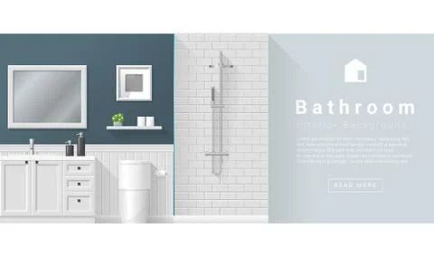 Interior design Modern bathroom background Stock Illustration