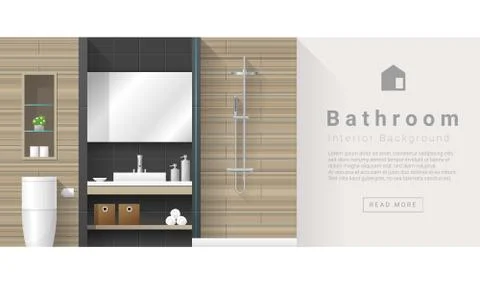 Interior design Modern bathroom background Stock Illustration