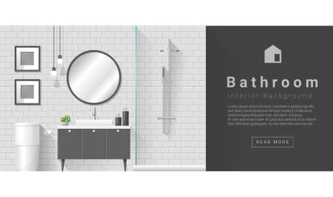 Interior design Modern bathroom background Stock Illustration